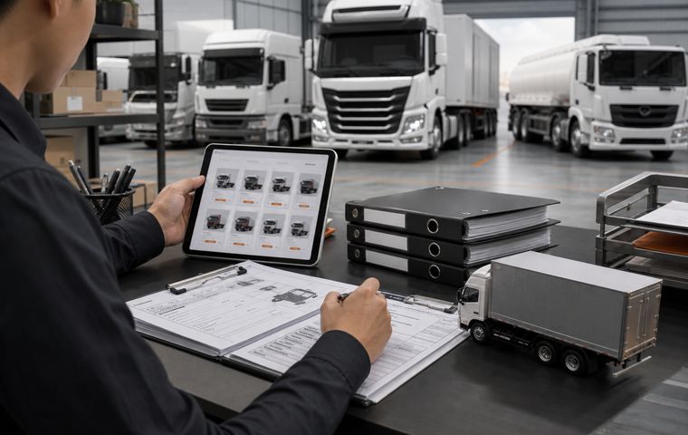 Commercial vehicle identification and model matching for export buyers