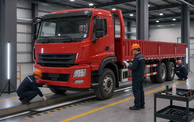 Visual condition assessment of used commercial vehicles before shipment