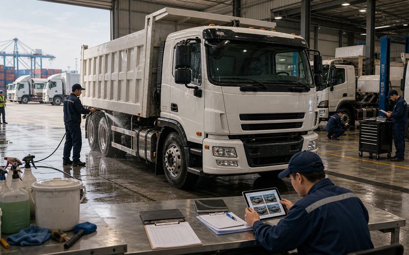 Used truck delivery preparation and inspection