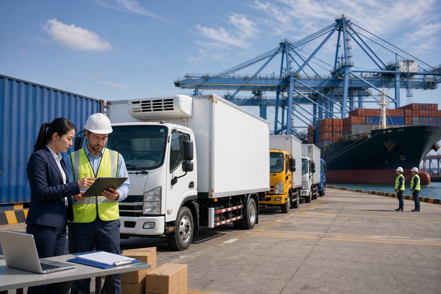 Port customs clearance support for export vehicles