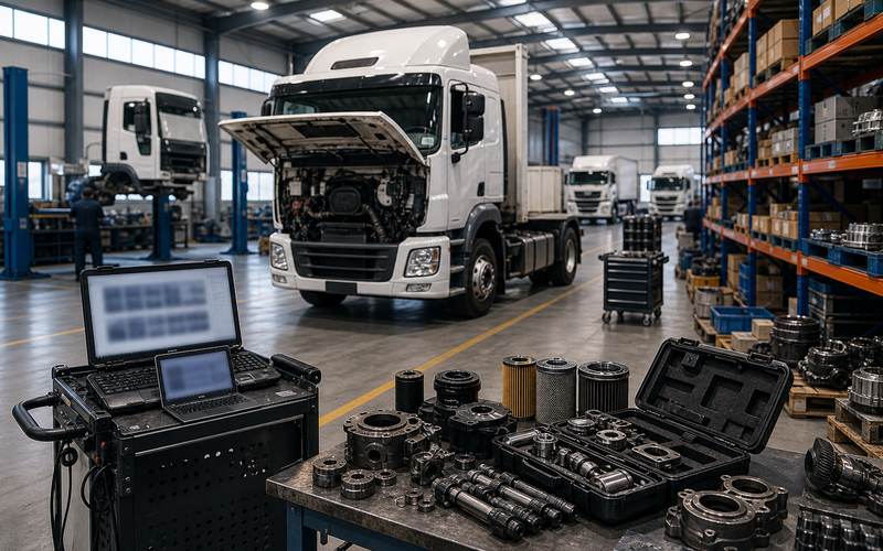 Vehicle spare parts linked technical support for overseas fleets